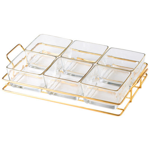 Glass-Grated Fruit Plate for Modern Living Room Snacks, Household Creative Snack Candy Nuts Dessert Platter