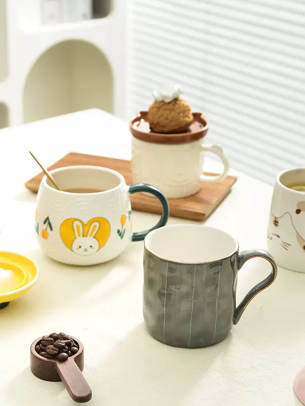 Керамическая чашка Yachengde Mengfu Cup Mark Cup, симпатичная чашка с водой, ниша для офиса на завтрак, чашка для кофе