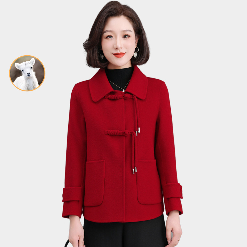 秋冬双面羊毛大衣女短款2025新款时尚妈妈新中式国风品质呢子外套