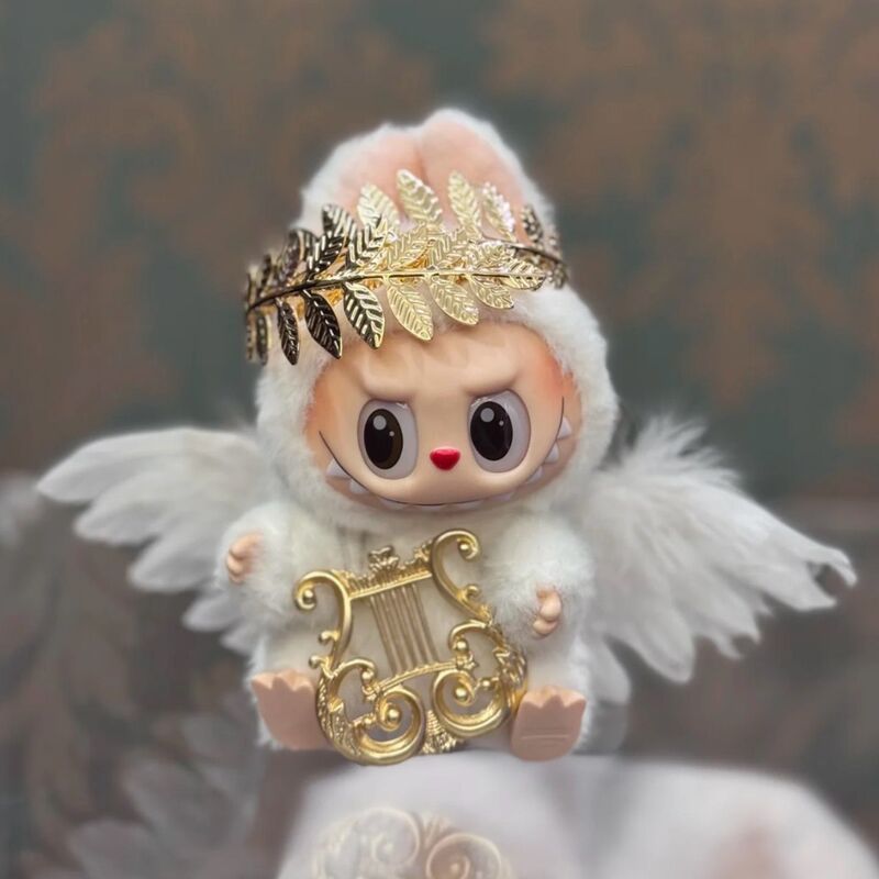 一二代labubu娃衣套装白天使羽毛翅膀金树叶皇冠宫廷复古竖琴配饰|undefined