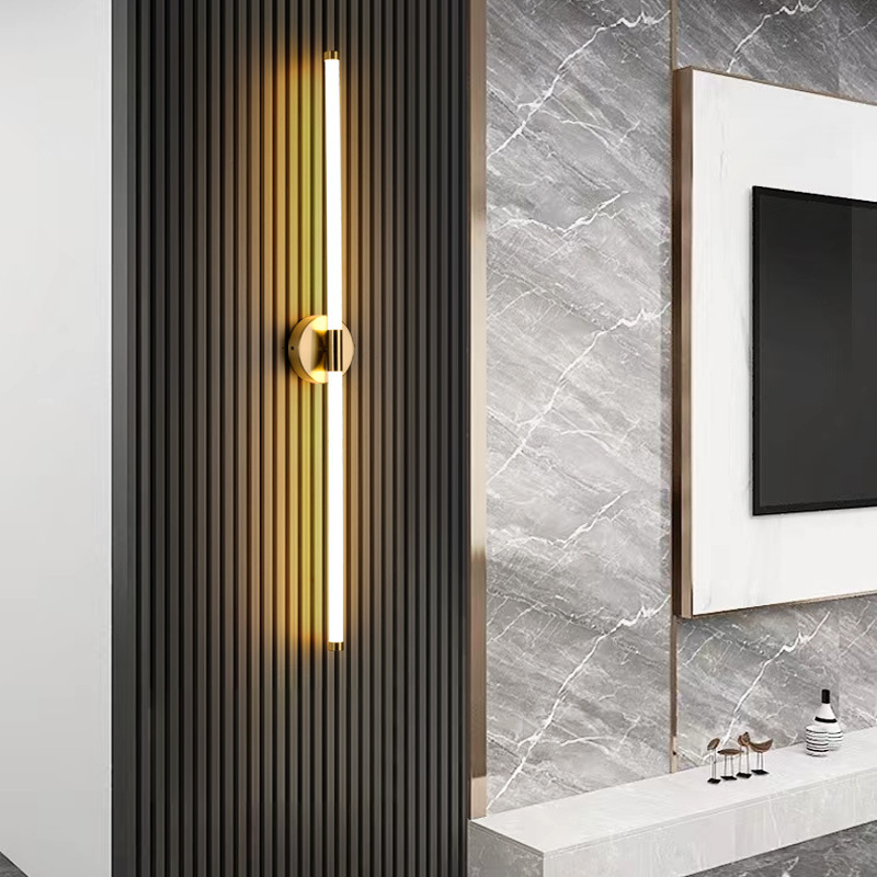Lámpara de pared minimalista creativa lineal LED lámpara de barra nórdica minimalista sala de estar sofá fondo pared dormitorio cabecera lámpara