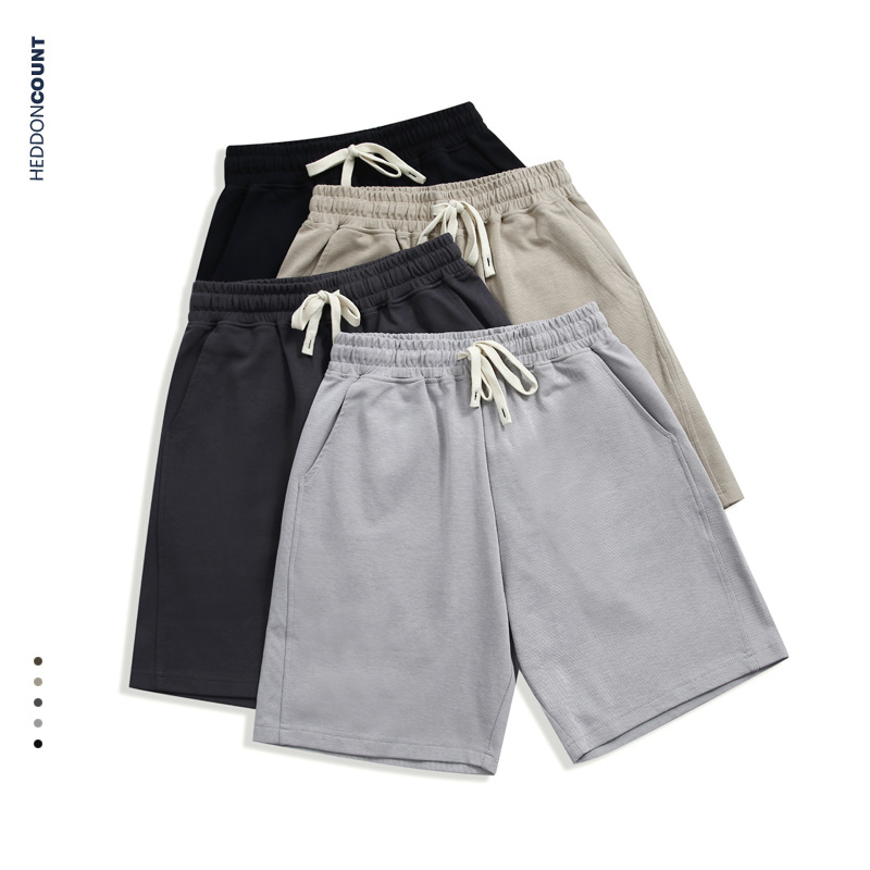 Dengjue Men's Clothing260g Twill Double-sided Cotton Breathable Japanese Style Shorts Sports Straight Sweatpants Men's Mid-length Pants