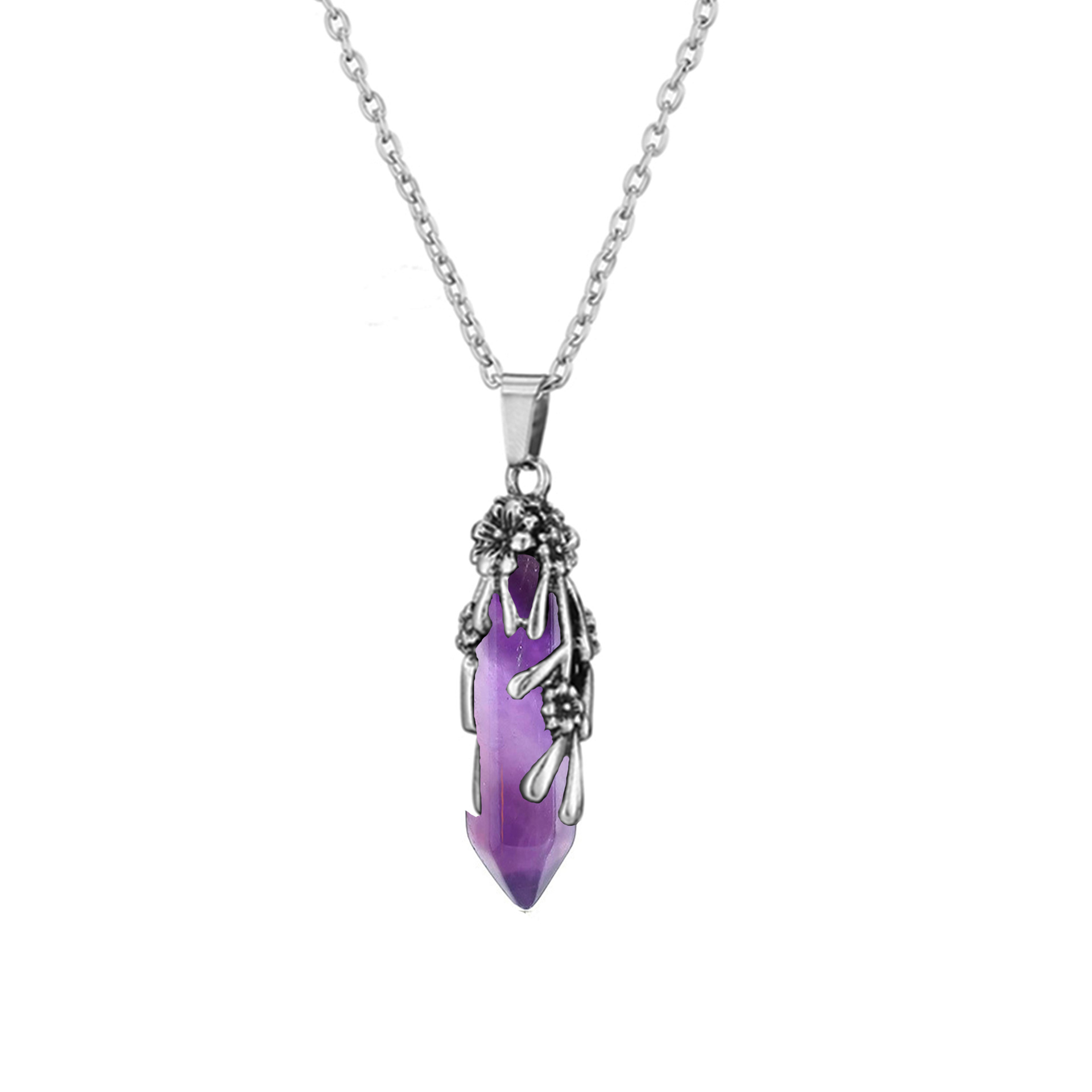 Iron Chain Material Casual Simple Style Geometric Flower Natural Stone Crystal Iron Wholesale Pendant Necklace
