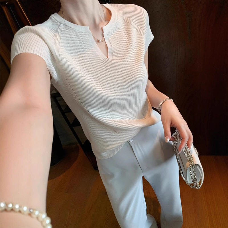 Dajo'S/ Spring and Summer Practical Shirt, Dry and Breathable, Linen Blended Scissor Collar Knitted Short Sleeves Dajo'S/ Spring and Summer Practical Shirt, Dry and Breathable, Linen Blended Scissor Collar Knitted Short Sleeves