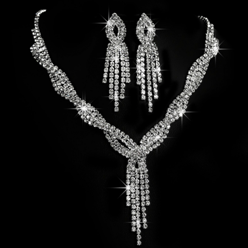 conjunto de joias colar brincos de noiva vestido de banquete colar acessórios de temperamento elegantes e versáteis_voghion.com