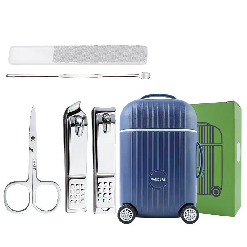 (인기) 파란색 여행 가방 디자인 손톱깎이 5종 세트