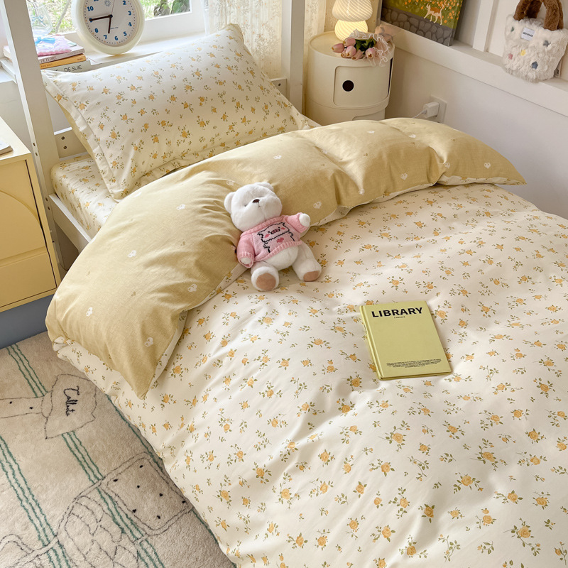 Ropa de cama de tres piezas de algodón para dormitorio de estudiantes universitarios, ropa de cama de algodón, funda de edredón, colchón de seis piezas, bolso de check-in