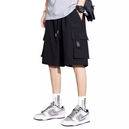 Summer thin ice silk casual men's five-pocket work pants 2025 men's sports outerwear shorts