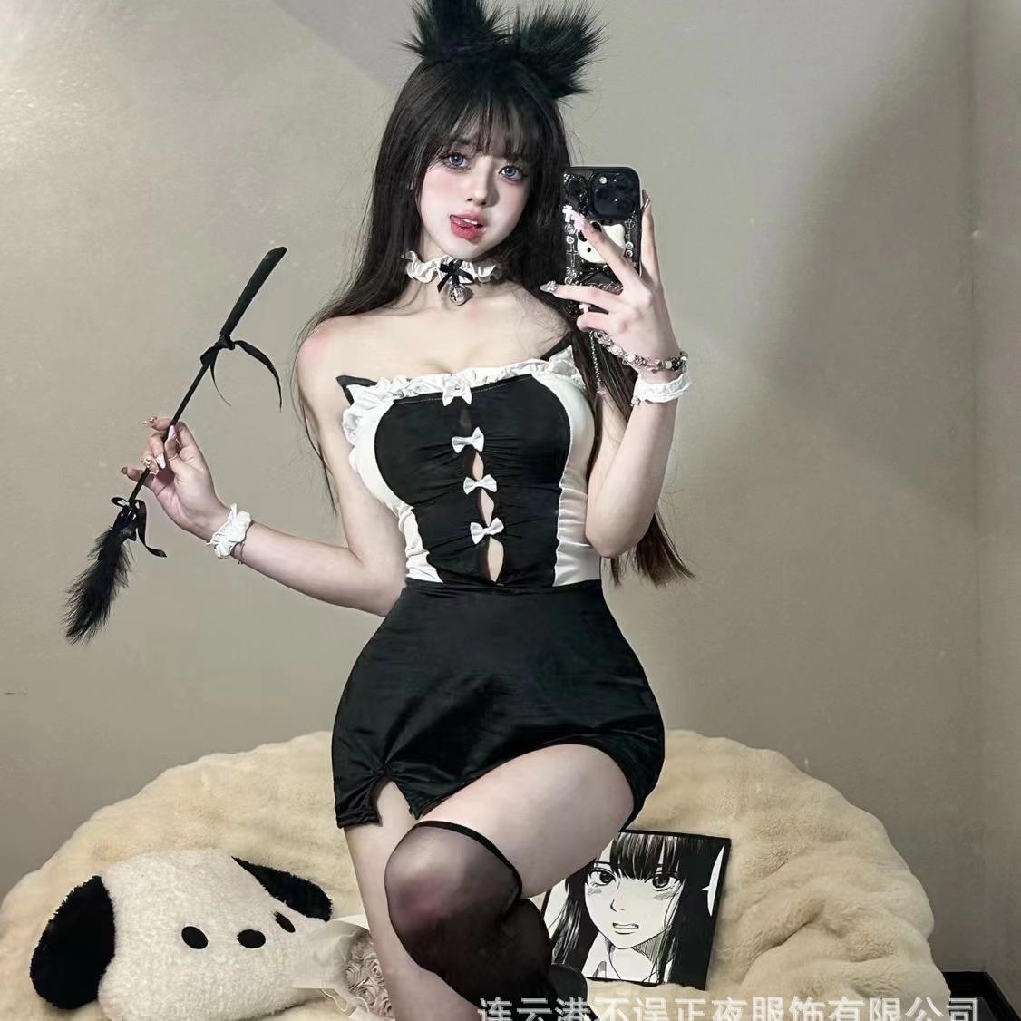 밤 재미 속옷을 놓치지 마세요 순수한 욕망 메이드 세트 섹시한 고양이 소녀 유혹 유니폼 무료 잠옷 여성 qqny