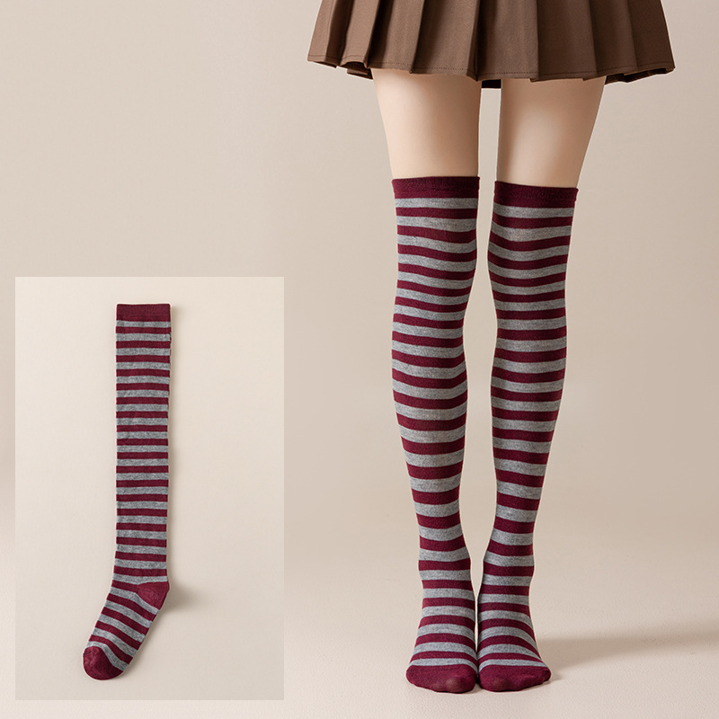Calcetines Largos Bucaneras a Rayas para Mujer de Poliéster y Spandex, Absorción del Sudor, para Cosplay image 69