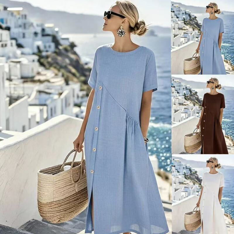 2026 Spring/Summer New Commuting Versatile Pleated Button Dress for Women, Independent Station AliExpress Casual Mid-Length Dress 2026 Spring/Summer New Commuting Versatile Pleated Button Dress for Women, Independent Station AliExpress Casual Mid-Length Dress