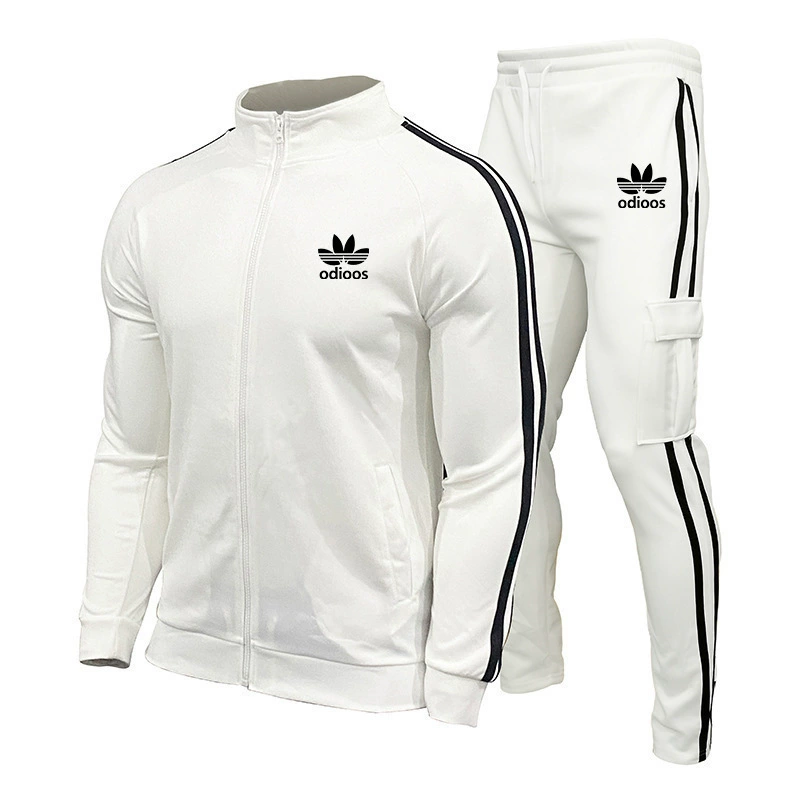 2023 Внешняя торговля новый цвет с воротником-молнией свитер мужской трансграничный спортивный воротник в полоску набор из двух частей