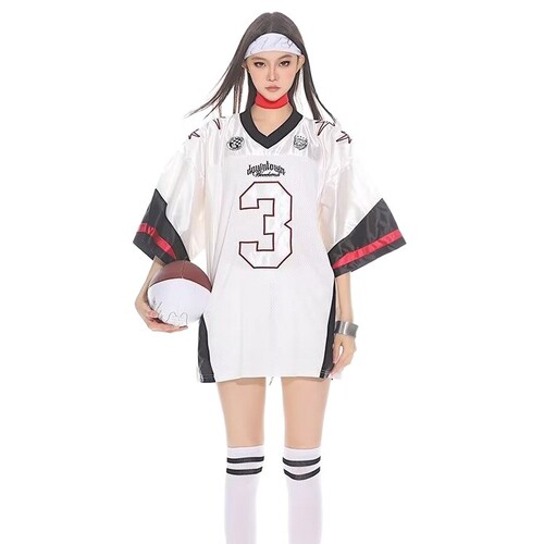 American street contrast color splicing mesh loose short-sleeved jersey T-shirt men and women same style summer new breathable sports