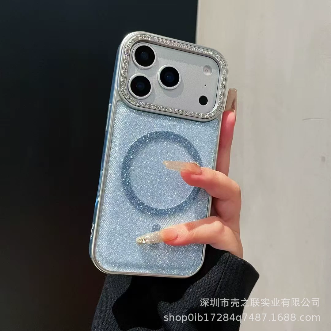 Чехол для iPhone 16 Pro Max с гальваническим блеском, магнитный, с защитой от падения, с эффектом алмазной огранки для Apple 15