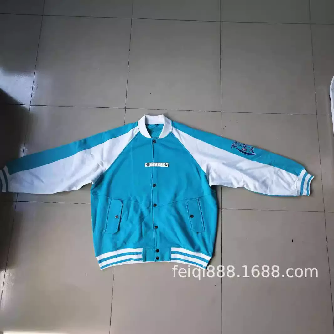 2021厂家定制欧美男式休闲两色棒球服 男装抓毛卫衣毛圈棒球服