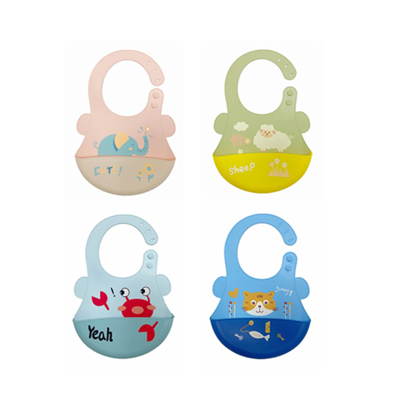 Ins Baby Silicone Bib Baby Eating Bib Stereo Waterproof Rice Pocket Soft Silicone Saliva Pocket Saliva Towel