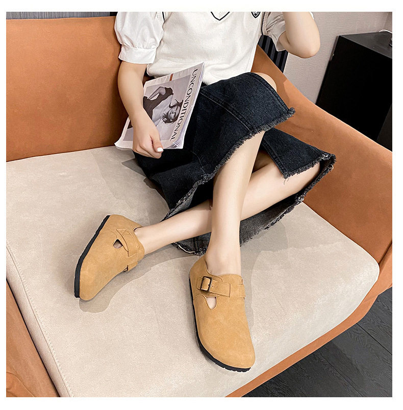 Dép sandal nữ bít mũi da thật quai khóa đế dày kiểu Birkenstock — 261 Màu nâu sẫm (toàn bộ), 261 Xám (toàn bộ), 261 kaki (toàn bộ băng đảng), 265 kaki (nửa kéo) chi tiết 22