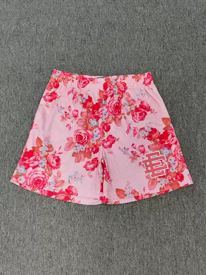 Cross-Border New Laser Label Ee Shorts Summer Beach Pants Trendy Men's Casual Pants Sports Mesh Quick-Drying Shorts