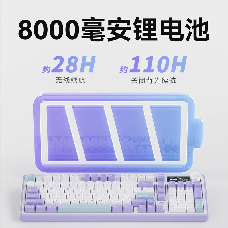 Черная клавиатура Jue AK980 3 модели 98 широкая беспроводная игровая клавиатура с экраном 2.4G/Bluetooth/проводная