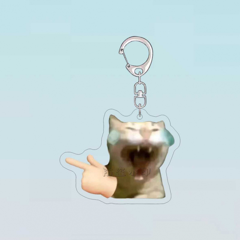 震え音爆火猫meme表情バッグのキーホルダーは抽象的なアクリルかばんのストラップを作って友達にプレゼントします|undefined