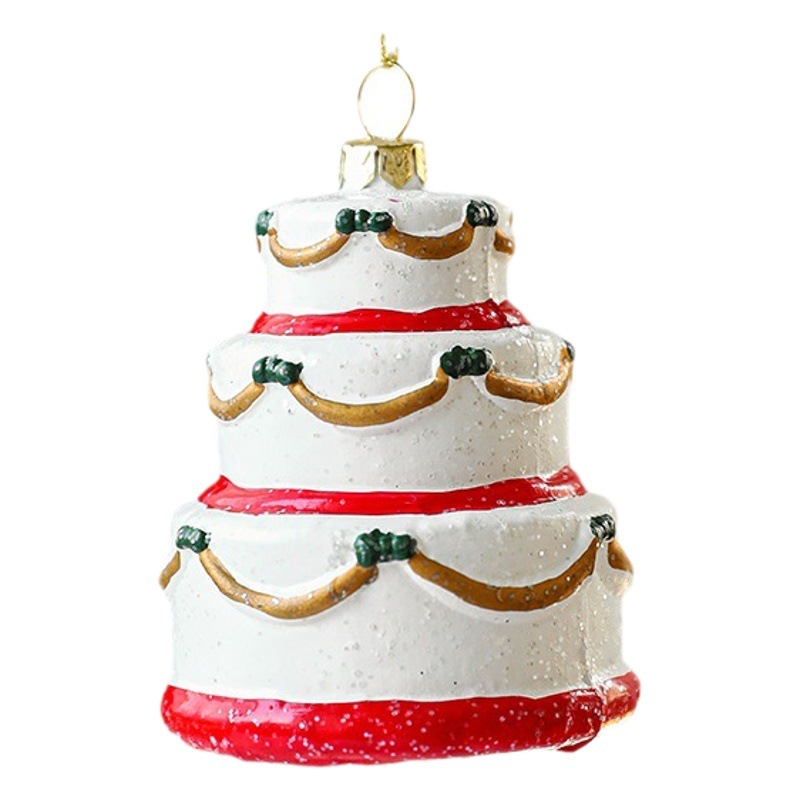 Nueva decoración navideña casa de madera pintada árbol de Navidad adornos rojos y blancos bastón de coche rosquilla pequeño colgante