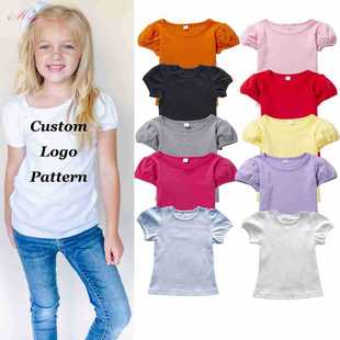 ����Ůͯ�ļ�T�����b�¿�СŮ����ɫ��ӡlogo������Ů����T-Shirt