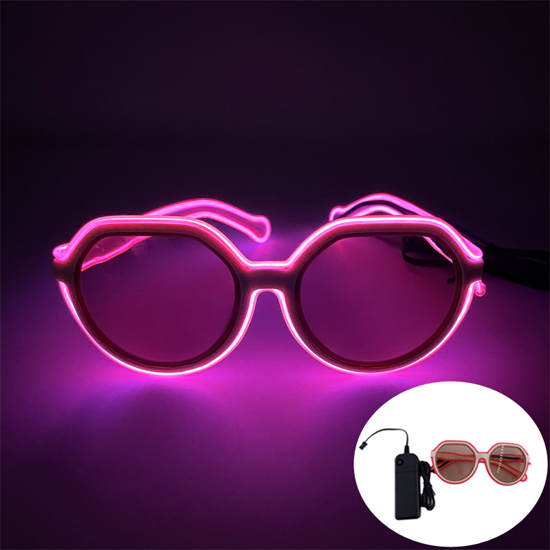 Gafas luminosas LED Barra KTV Equipo nocturno Gafas EL Gafas luminosas Oval Retro Moda Tinta Espejo