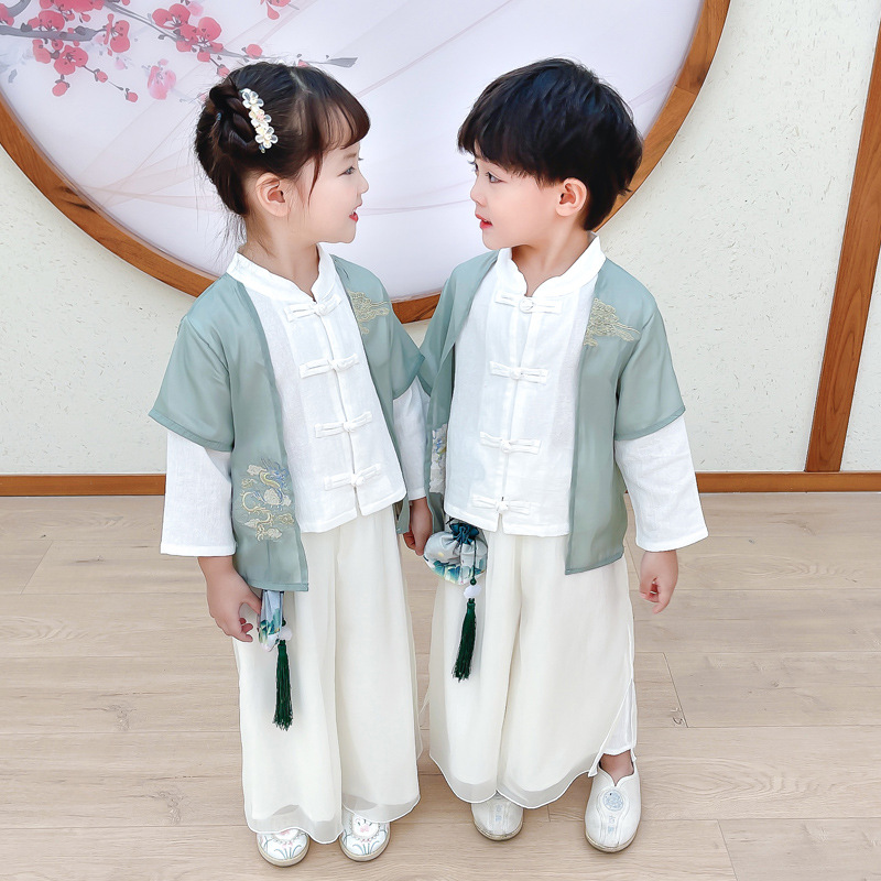 儿童汉服男中国风古装六一儿童合唱服表演服国学服男女童演出服夏