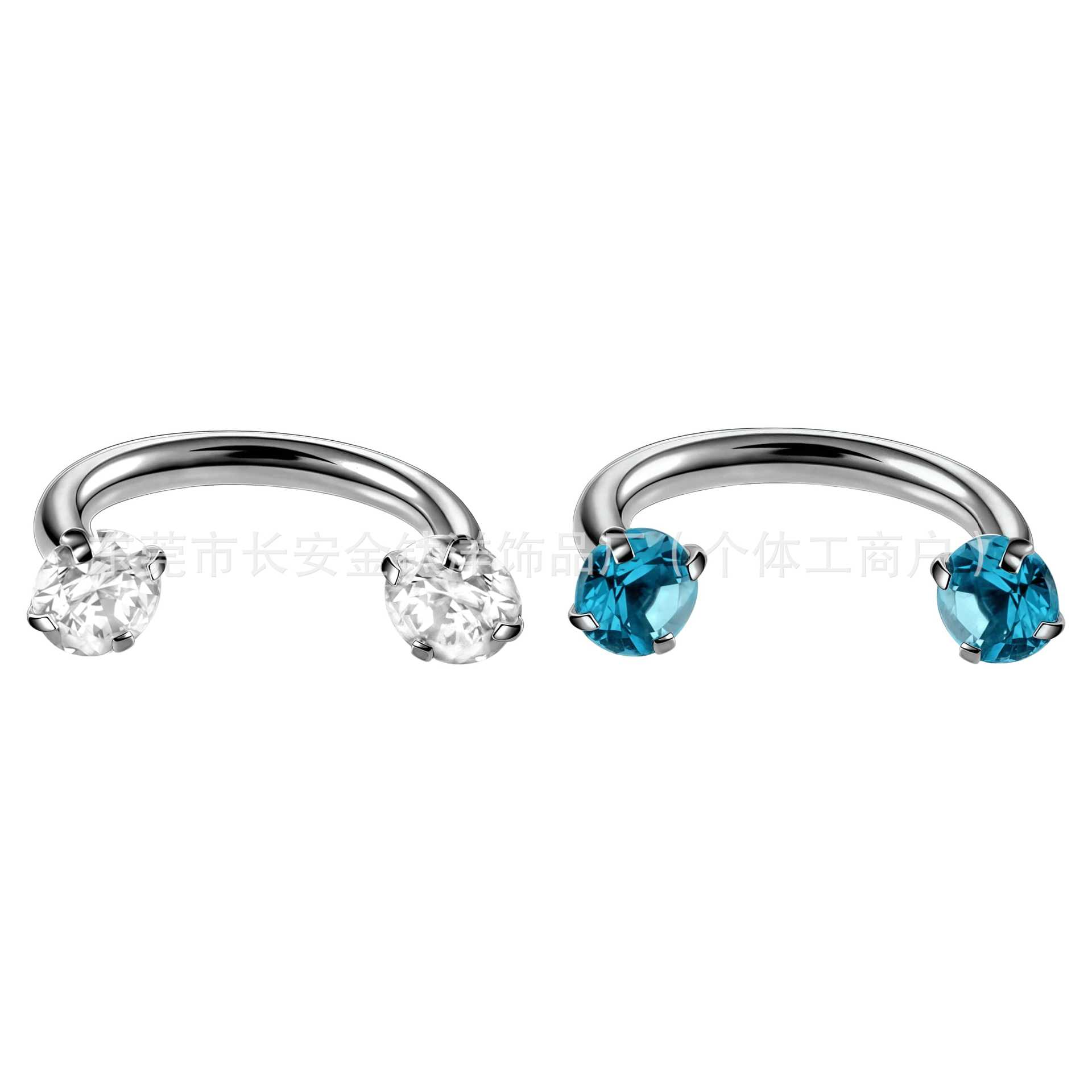 F136 Titanium Internal Thread Horseshoe Ring 5A Zircon Claw Zirconium Lip Ring Nose Ring Ear Bone Stud G23 Titanium Alloy Piercing Jewelry detail image 7