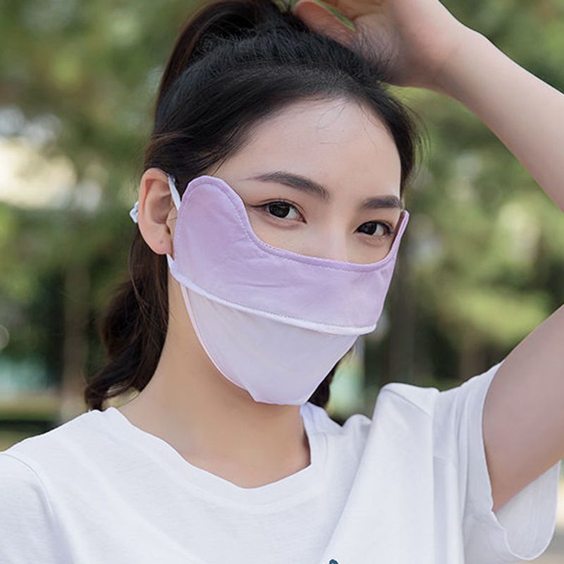 廠家女漸變色腮紅防曬女夏遮陽冰絲面罩3d立體防塵護臉護眼角