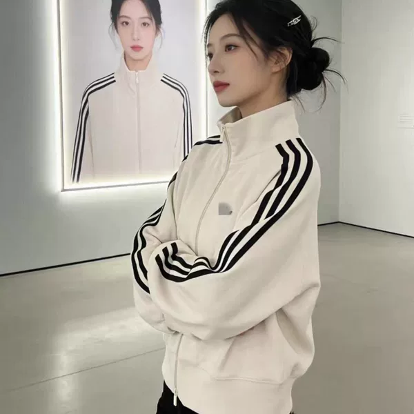 Jin Tongxun's same style American retro unisex sports jacket, stand-up collar sports jacket, three-stripe sports coat and pants