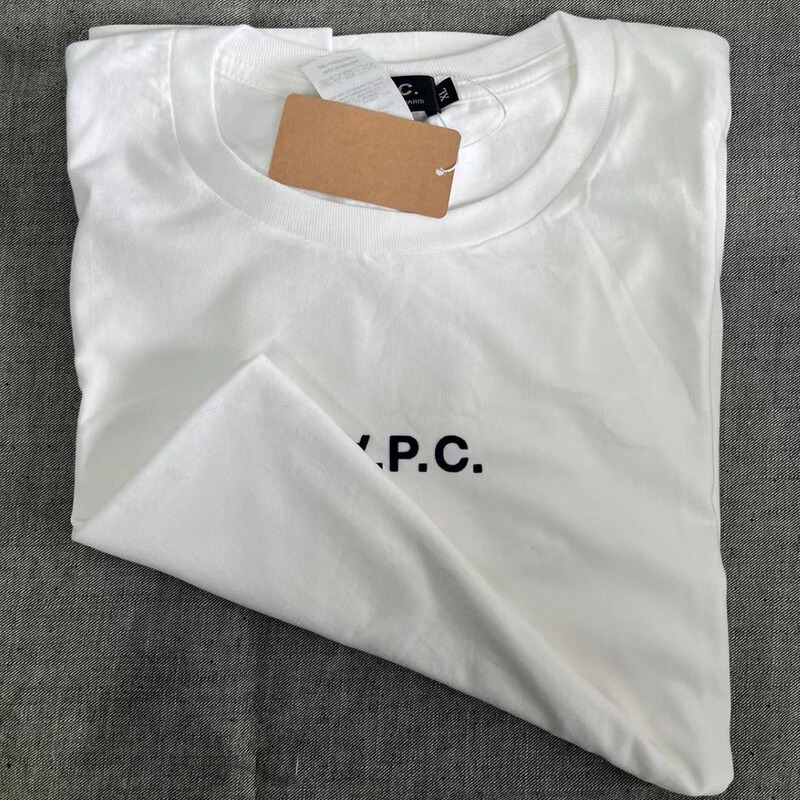 New apc Japan and South Korea Explosions a.p. Flocking Pattern Printed 100 Cotton Normal Size T-shirt Men's and Women's Couples Shirt