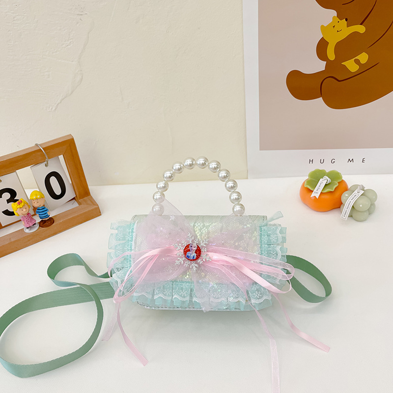 Bolsas para niños nuevas niñas bolsas de hombro lindas princesas bolsas de hombro de perlas de encaje bolsas de hombro al por mayor