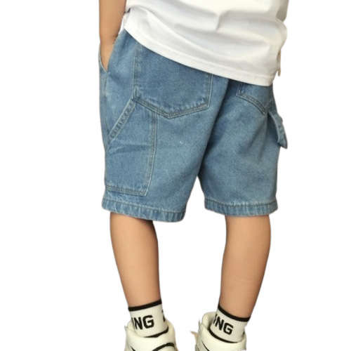 Boys' Summer Version Korean Style Children's Versatile Denim Shorts Shorts for Middle Children Denim Summer Outerwear Fashion