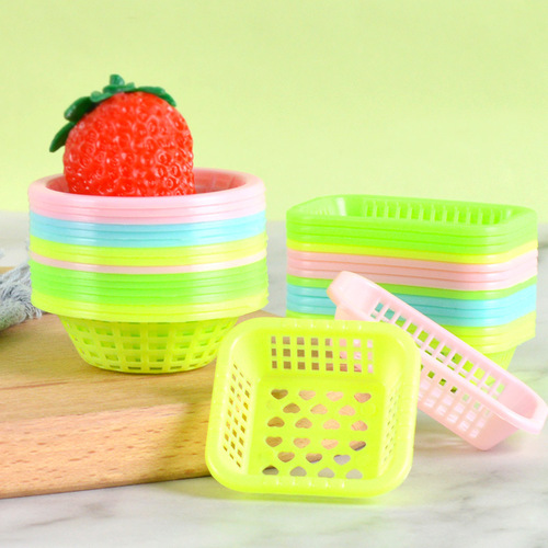 Mini miniature food play scene supermarket drain basket small basket diy play house simulation kitchen vegetable basket toy
