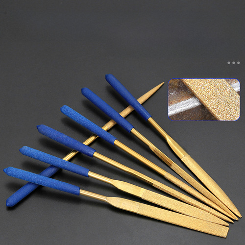 Plated Diamond Files, Titanium Diamond Abrasive Flat File with Half Round and Triangle Shapes, 10-Piece Set of Alloy Files