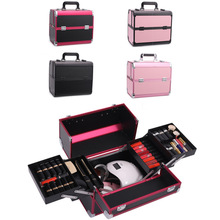 美甲箱專業跟妝師手提化妝箱韓版多層紋綉工具箱鋁合金便攜化妝盒