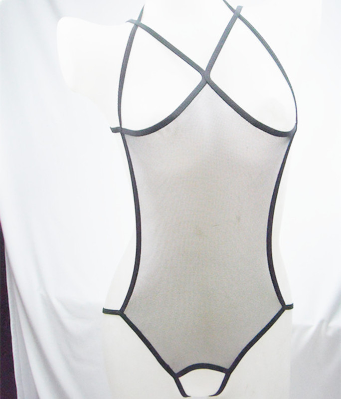 Lencería sexy de mujer sexy BiB malla transparente sexy entrepierna abierta mono en stock 8012