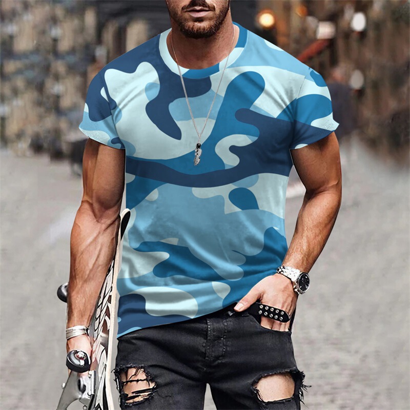 Foreign Trade Hot-Selling Summer New Camouflage Series 3D Digital Printing Fashionable Outdoor Sports T-Shirt for Both Men and Women