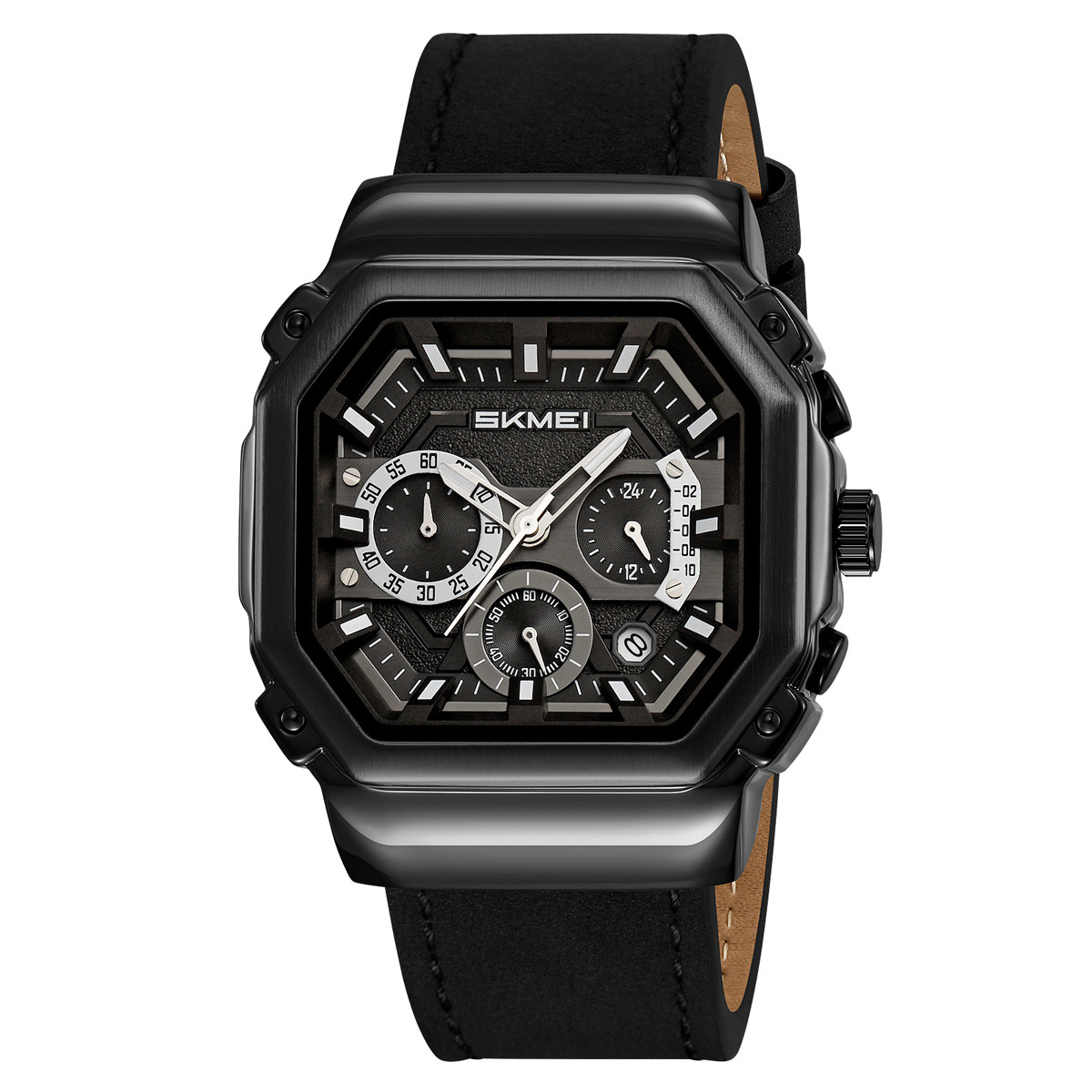 Momento de la belleza octogonal cuadrado hombre reloj de cuarzo multifuncional transfronterizo retro correa relojes de pulsera hombre fábrica al por mayor spot