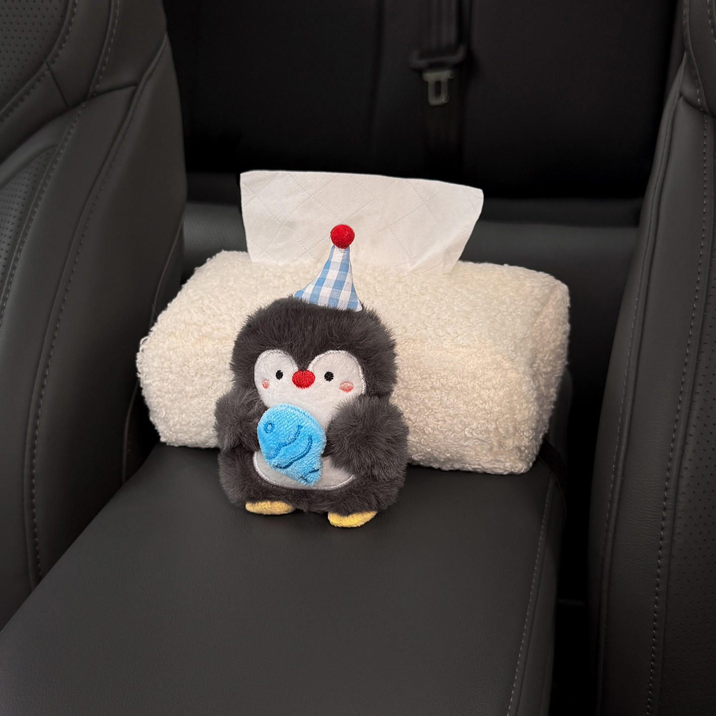 2026 New Car Tissue Box, Car Armrest Tissue Bag, Seat-mounted Car Tissue Bag, Cute Penguin Design for Women