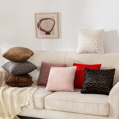 跨境亞馬遜ins毛絨抱枕純色沙發枕套簡約創意幾何菱形塊繡花靠墊