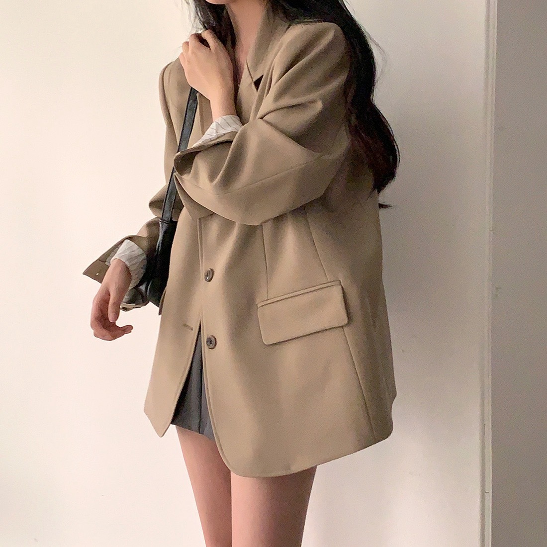 Damen Vintage Blazer Locker Geschnitten Für Frühling Und Alltag_voghion.com