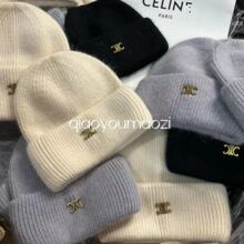 高品质獭兔毛针织帽子女秋冬季时尚潮流双层保暖帽出街百搭毛线帽