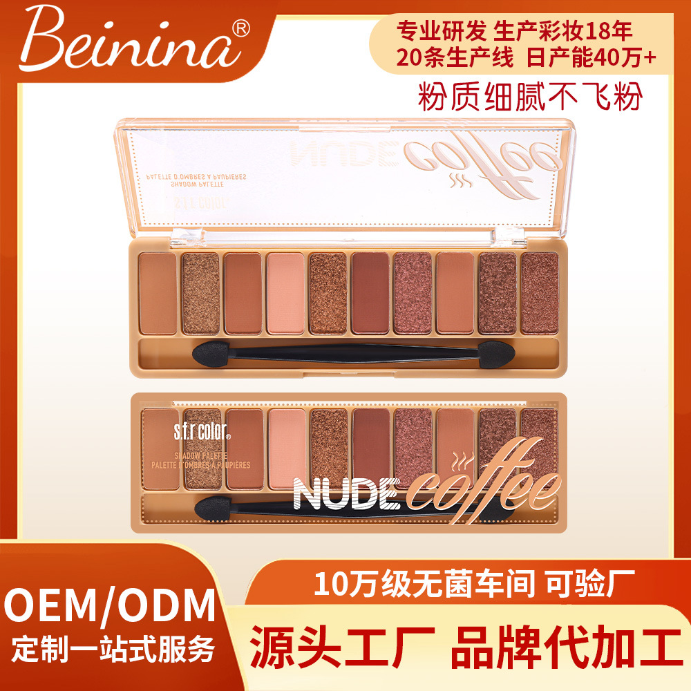 Matte and Pearlescent 10-Color Eyeshadow Palette OEM/ODM Manufacturer Wholesale Earth-Toned Eye Makeup Easy to Apply for Foreign Trade Exclusive Supply