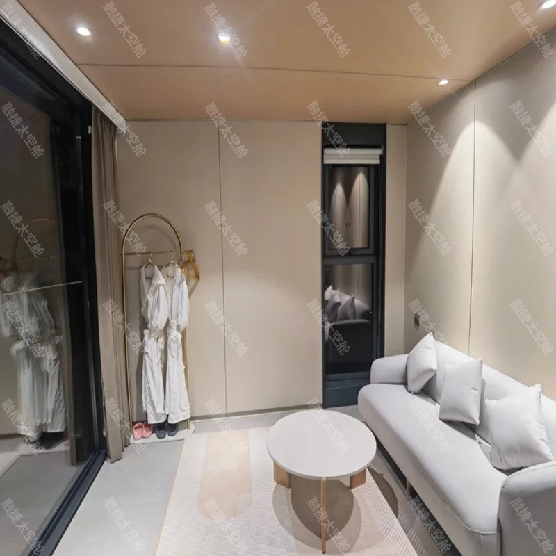 Rongjie Casa modular Cápsula espacial Sala móvil Cabina de manzana de doble capa B & B Habitación de cielo estrellado Sala de sol Sala de actividades