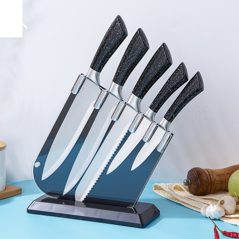 Cuchillo de comercio exterior de acero inoxidable mango hueco conjunto de seis piezas conjunto de combinación de cuchillo de regalo de cocina doméstica