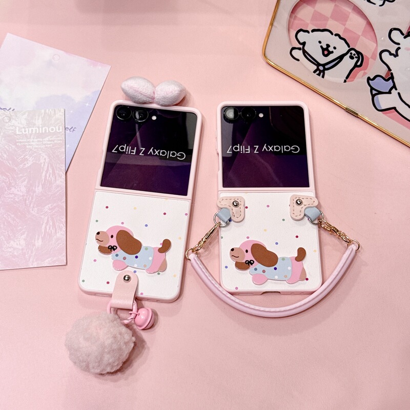 Polka Dot Dachshund Dog Case Suitable for Galaxy Z Flip 7/6/4 Phone Case Samsung 5Th Generation Foldable Protective Cover with Pendant Polka Dot Dachshund Dog Case Suitable for Galaxy Z Flip 7/6/4 Phone Case Samsung 5Th Generation Foldable Protective Cover with Pendant