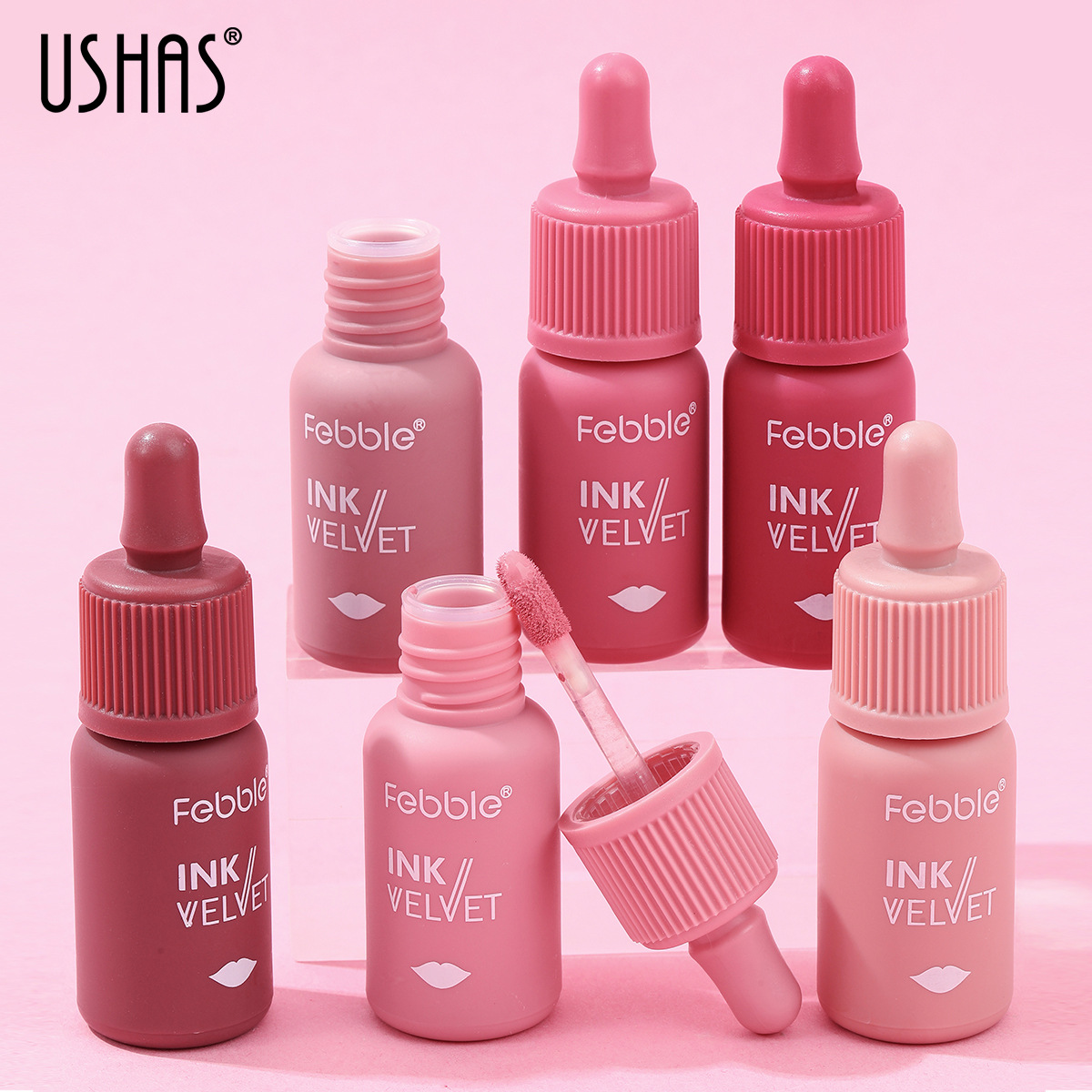 USHAS Lápiz Labial Líquido Mate Popular en Europa y América, Brillo Labial Antiadherente, Resistente al Agua, lg2518a