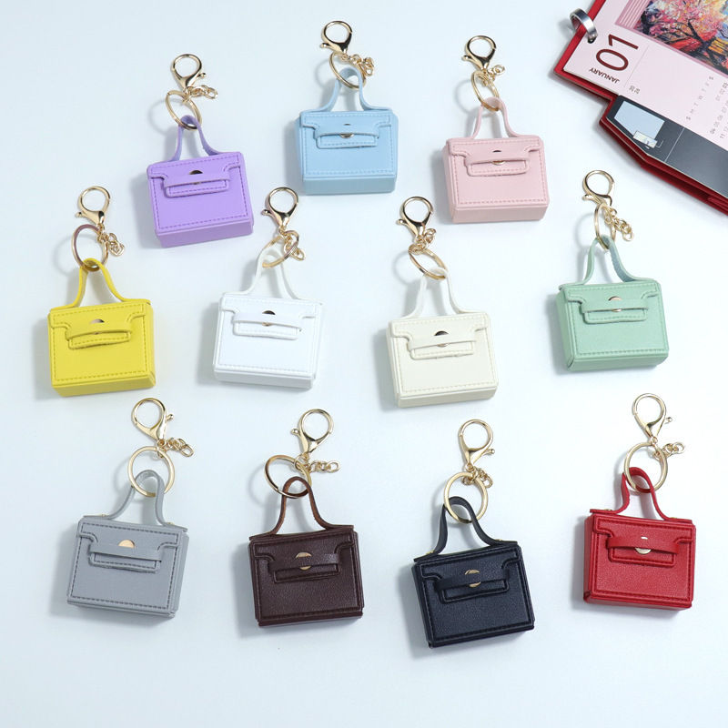 Huayang's New Multifunctional Small Square Bag Creative Lipstick Bag Keychain Headphone Bag Car Pu Key Chain Pendant